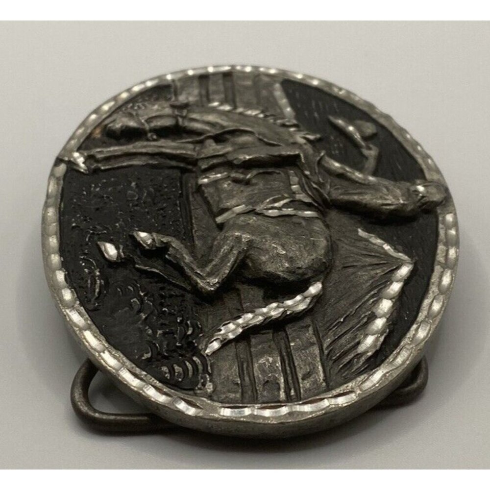 Bucking Bronc Belt Buckle Bronco Rider Horse Rodeo Cowboy Western 1980s Vtg LOOK - Picture 10 of 11